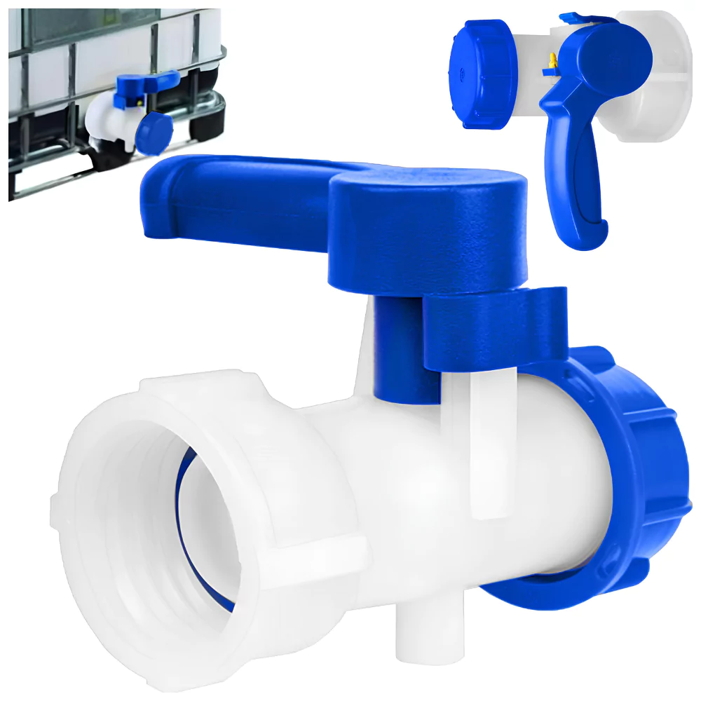 Plastový motýľový ventil so závitom S60x6 pre IBC nádrž