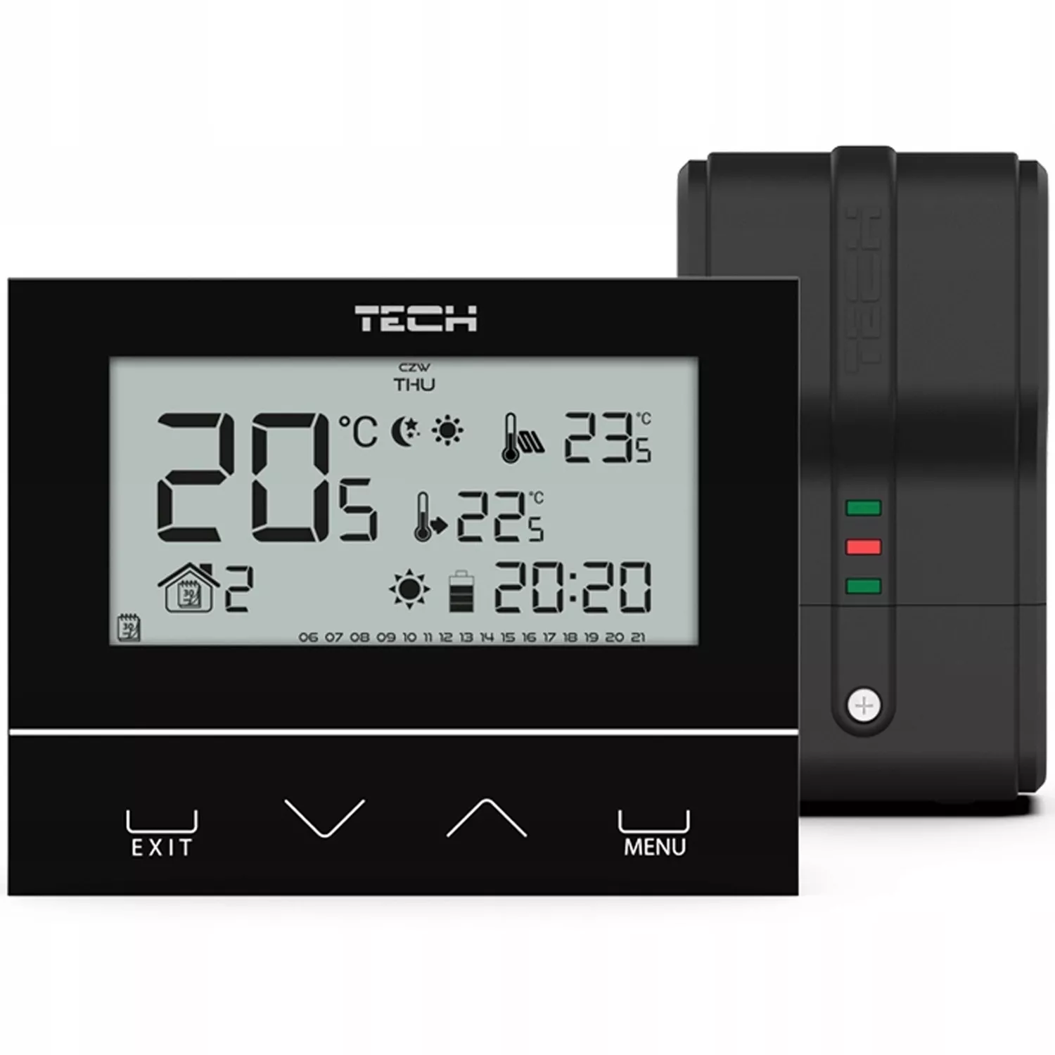 Čierny dotykový termostat TECH ST-292 v2 so skleneným čelným panelom