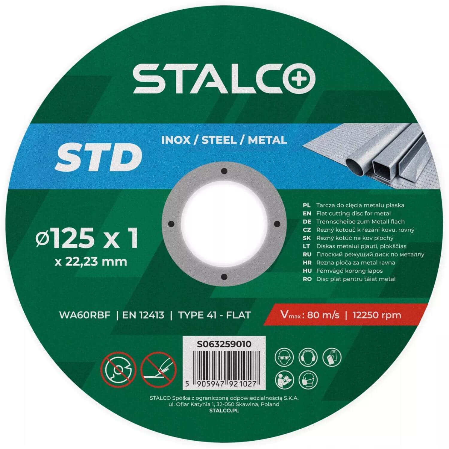 Tenký rezný kotúč na kov STALCO STD s priemerom 125 mm
