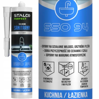 Kartuša bezfarebného sanitárneho silikónu STALCO s objemom 280 ml