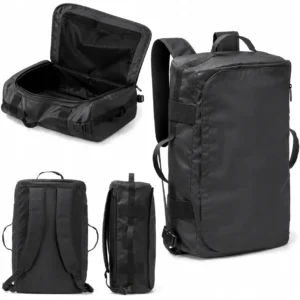 Cestovný batoh 25 l čierny multifunkčný, PU koža a polyester 600D